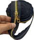#5 Black Zipper Tape by The Yard Nylon Zippers for Sweing Gold Teeth 10 Yard with 20pcs Zipper Pulls for Bags and Purses Handback Craft Making...