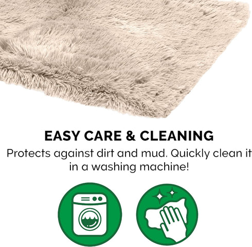 Furhaven Waterproof Throw Blanket for Dogs & Indoor Cats, Washable - Shaggy Plush Calming Long Faux Fur & Velvet Dog Blanket - Taupe, Small...