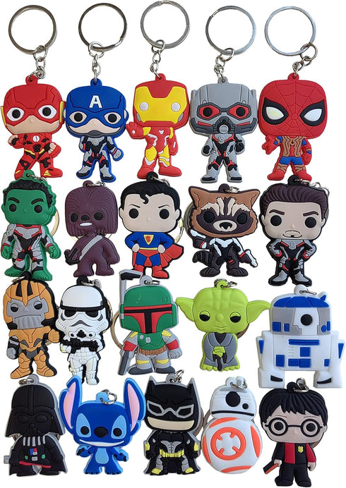 20PCS funny cartoon keychains?tags Goodie Bag Stuffer Christmas gifts and holiday charms...