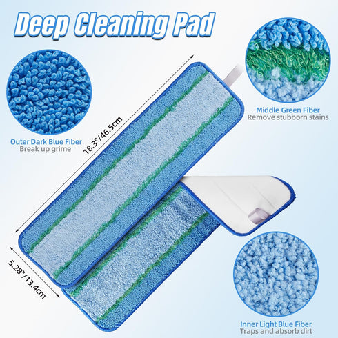 6 Pack Microfiber Cleaning Pad for Bona Hardwood Floor Cleaner Mop Replacement, 2 Deep Cleaning Pad + 2 Microfiber Cleaning Pad + 2 Dusting Pad fo...