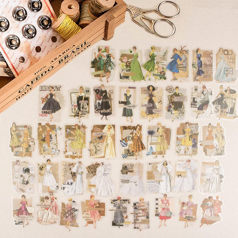 80Pcs Vintage Washi Stickers for Scrapbooking Supplies, People Scrapbook Stickers for Journaling, Transparent Waterproof Stickers Junk Journal Bul...