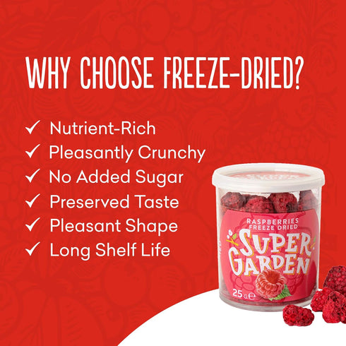 Super Garden Freeze Dried Raspberries | Crunchy Whole Berries | Freeze Dried Berries for Snacking, Topping, or Baking | Delicious Freeze Dried Fru...