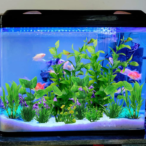 Fish Tank Accessories Green Plants, 10pcs Green Fish Tank Decorations, Aquarium Decor Plastic Plants...
