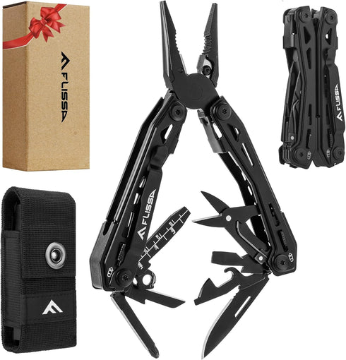 FLISSA 16-in-1 Stainless Steel Multi Tool, EDC Multitool with Pocket Knife, Pliers, Belt Clip and Oxford Sheath, Self-locking Utility Multi-Tool f...