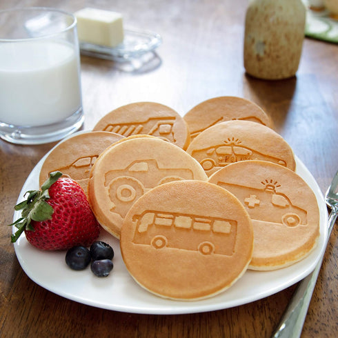 Car & Truck Mini Pancake Pan - Make 7 Unique Flapjack Cars, Nonstick Pan Cake Maker Griddle w Long Handle for Breakfast Fun & Easy Cleanup, Unique...