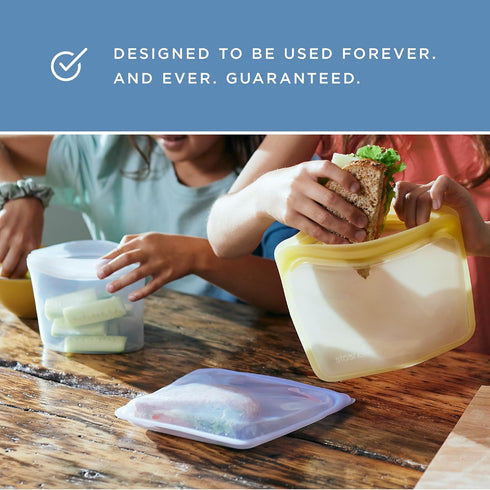 Stasher Premium Silicone Reusable Food Storage Sandwich Bag, Blue, Microwave, Sous Vide, Dishwasher, Oven and Freezer Safe, BPA Free, Leak-free, E...