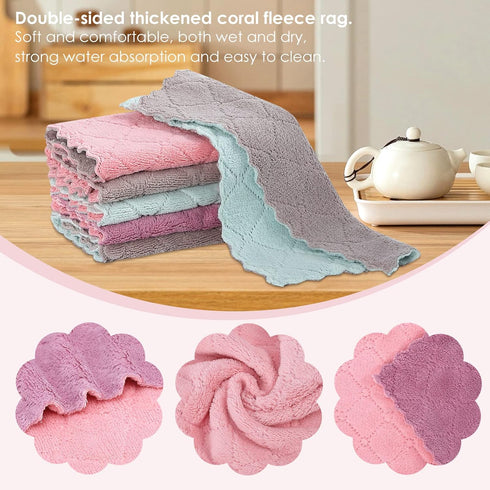 22 Pack Kitchen Dish Cloths, Reusable Dish Towels, Nonstick Oil Washable Fast Drying, Super Absorbent Coral Velvet Cleaning Cloths for Cleaning Ta...