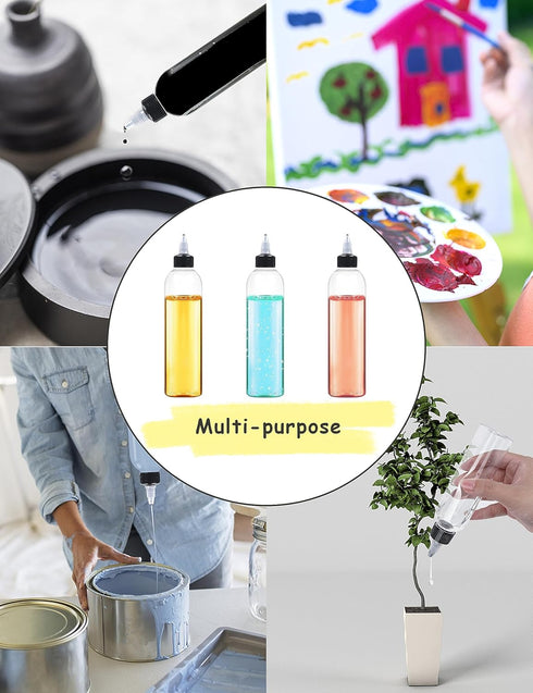 6Pcs 8oz Squeeze Bottles with Black Twist Top Cap, 60ml Clear Dispensing Bottles, Empty Refillable Bottle for Hair Oil Inks, Crafts, Liquids...