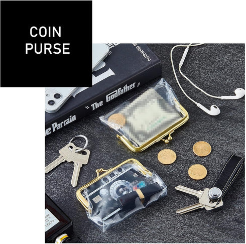Weewooday 3 Pieces Clear Coin Purse Small Clear Wallet for Women Transparent Change Purse Kiss Lock Plastic PVC Coin Wallet (Gold)...