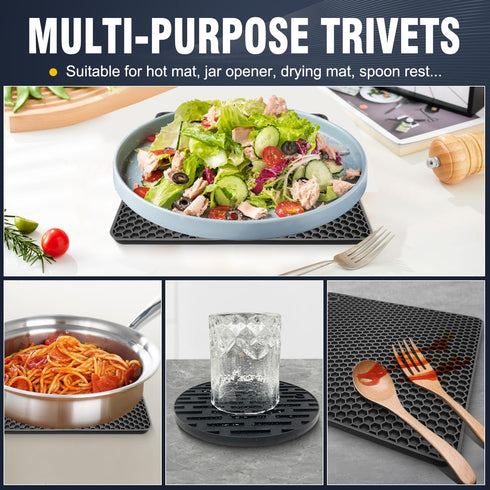 Silicone Trivet, Trivets for Hot Dishes, Multi-Purpose Pot Holders, Heat Resistant Hot Pads for Kitchen, Silicone Trivets for Hot Pots and Pans, Q...