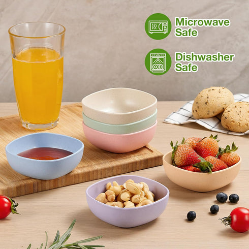 6 Pack Wheat Straw Soy Sauce Dishes, 4.5 OZ Small Dessert Bowls, Unbreakable Dipping Bowls, Pinch Bowls Set, Dipping Sauce Cups, Mini Prep Bowls, ...