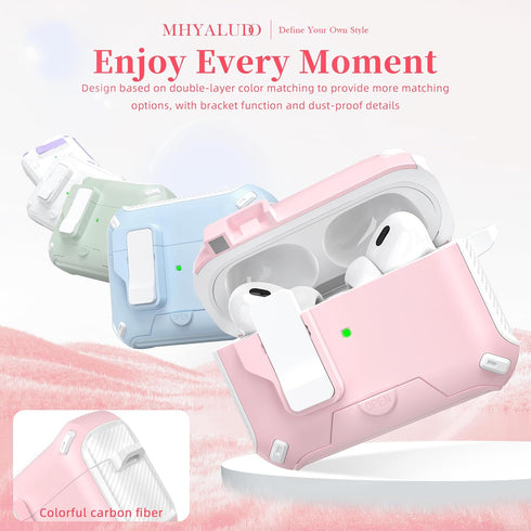 for AirPods Pro 2nd/1st Generation Case Cover, Compatible with Magsafe, Magnetic Automatic Lock, Charging Port Dust-Proof & Stand Design with Clea...