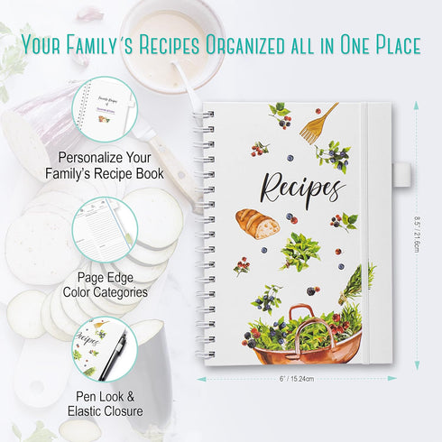 OUTSHINE Blank Recipe Book to Write in Your Own Recipes 6x9 Fresh Greens, Recipe Book,Recipe Binder, Recipe Book Blank, Recipe Notebook, Cookbook ...