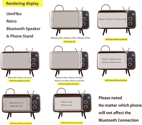 UnnFiko Wireless Bluetooth Speakers Retro TV Style Stand Holder, Cartoon Desktop Bracket Desk Mount, Universal for Samsung iPhone 14 13 12 Pro Max...