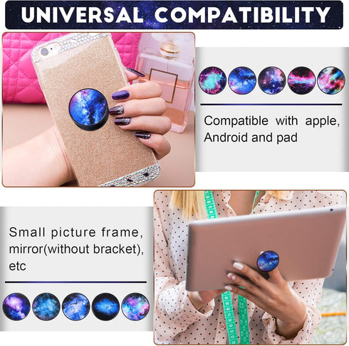 Weewooday 10 Pieces Phone Grip Holder Nebula Collapsible Phone Holder Self-Adhesive Sublimation Phone Holders for Smartphone and Tablets......