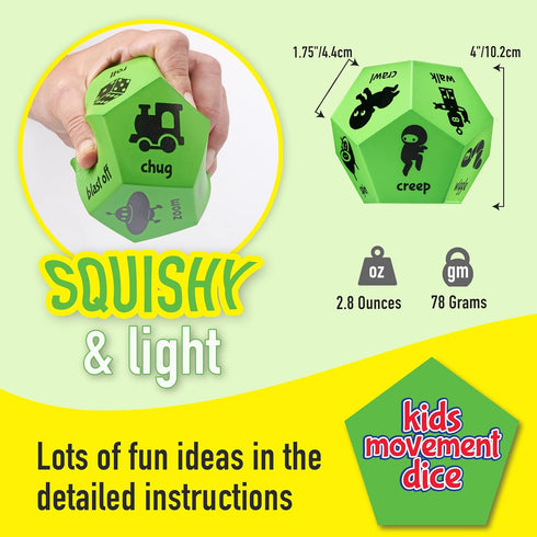 Movement Dice & Activity Dice, Gymnastics Games & Gross Motor Toys for Toddlers 3-5, Recess Equipment & Daycare Toys, Obstacle Course for Kids 3-5...