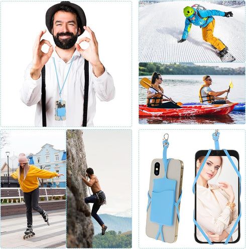 Giantree Mobile Phone Lanyard, Universal Neck Phone Holder Silicone Neck Strap with Card Pocket Phone Lanyard Protective Cover Compatible with Mos...