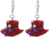 Artisan Owl - Glittering Red Hat Society Dangling Earrings and Brooch Pendant Pin Set...