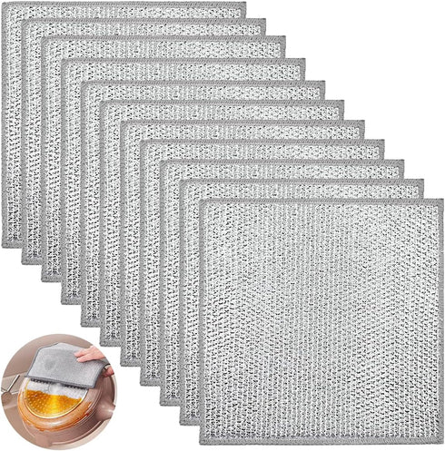 Sonku Wire Dishwashing Rags for Wet and Dry,12 PCS Multipurpose Cleaning Pads,Non-Scratch Wire Dishcloth,Kitchen Wipes Cleaning Cloths...