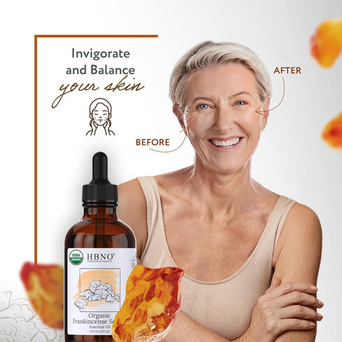 HBNO® California Bottled Organic Frankincense Essential Oil 4 fl oz (120ml) - USDA Certified Organic Frankincense Oil - Organic Frankincense Essen...