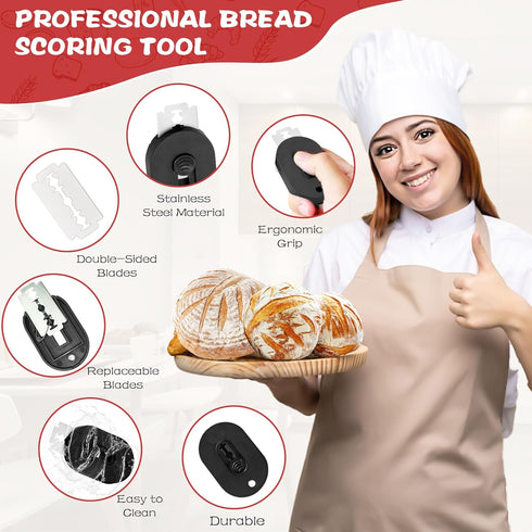 Bread Lame for Dough, Extractable & Magnetic Bread Lame Tool with 5PCS Blades for Artisan Bread, Essential Sourdough Bread Baking Supplies (Black)...