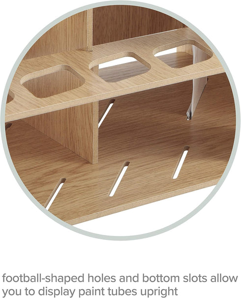 Mezzo Artist Paint and Brush Rack - Wood Grain Laminate Multi Layer Desk Stand Professional Storage Display Organizer for Paintbrushes and Paint T...