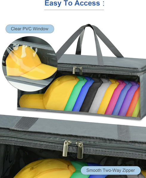 Stackable Hat Storage Box, Structured Hat Organizer for Baseball Caps, Wide Hat Bag Foldable Hat Case for Home Travel (Structure)...