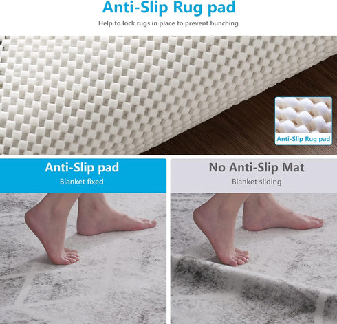 Non Slip Area Rug Pads Non Skid Rug Gripper 2x3 Feet Extra Thick Pad Anti-Slip Carpet Rug Mats for Hardwood Surface Floors, Keep Rugs Safe and in ...