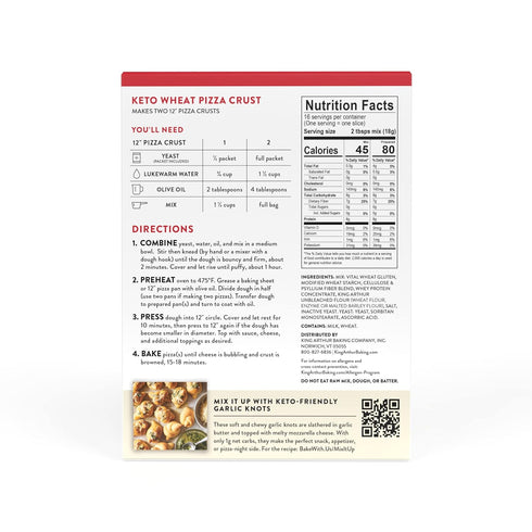King Arthur Baking Keto Pizza Crust Mix, 1g Net Carbs Per Serving, Low Carb & Keto Friendly, 10.25 oz...