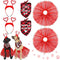 6 Pcs Valentines Day Dog Costume Set Including 2 Pcs Red Heart Headband 2 Pcs Buffalo Plaid Pet Bandana 2 Pcs Red Tutu Skirt, Cupid Headband Dog T...