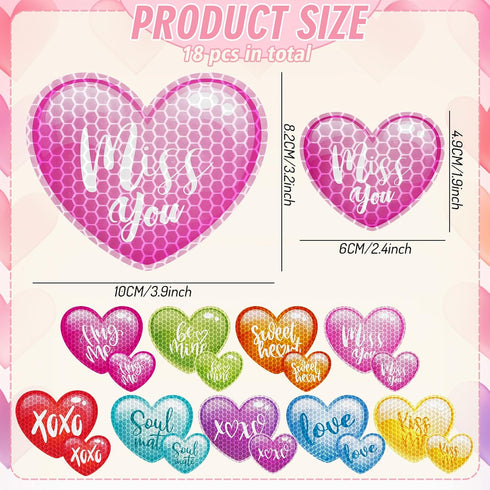18Pcs Valentine's Day Reflective Car Magnets Cute Conversation Heart Fridge Magnetic Stickers Candy Heart Garage Magnet for Mailbox Metal Door Cab...