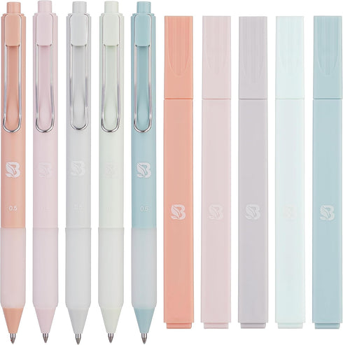 Aesthetic Highlighters and Gel Pens With Soft Ink And Tip, No Bleed Dry Fast Easy to Hold, for Bible Journaling Planner Notes School Office Suppli...
