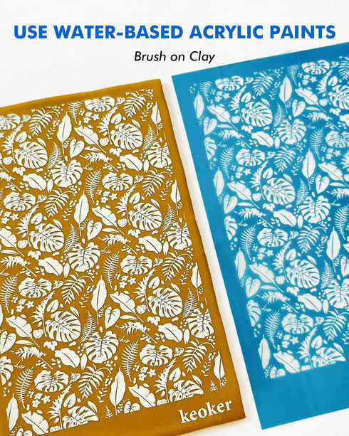 Silk Screen Stencils for Polymer Clay, 6PCS Reusable Silkscreen Print Kit, Working with Polymer Clay Earrings Cutters for Printing on Clay & Other...