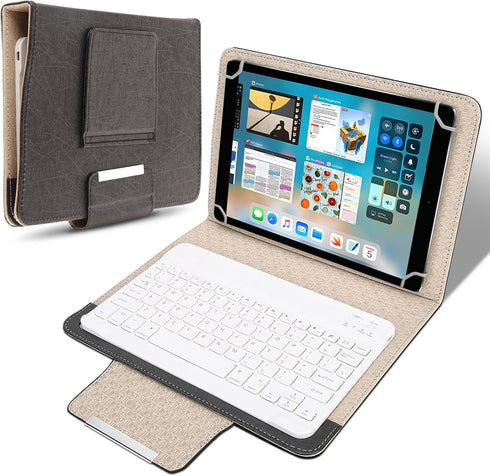 HD 10 Tablet Case, Universal Tablet Keyboard Case, Case Slim Folding PU Leather Stand Cover with Bluetooth Keyboard Case for Most Tablet...