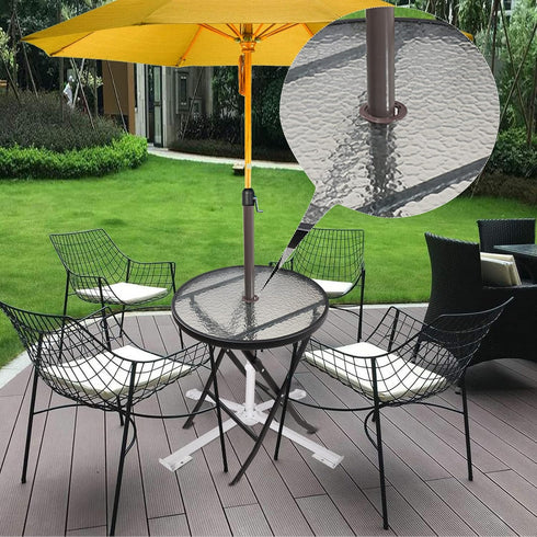 SUQ I OME 2 Sets 2 inch Outdoor Patio Parasol Umbrella Hole Ring Plug and Cap Set, for Parasol Umbrella Table Hole Cover Insert(Brown)...