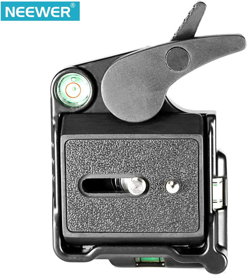 Neewer® Black Aluminum Alloy Quick Release QR Plate Adapter with 1/4"-3/8" Screw and Bubble Lever for DSLR Camera Tripod Monopod Stabilizer Ball H...