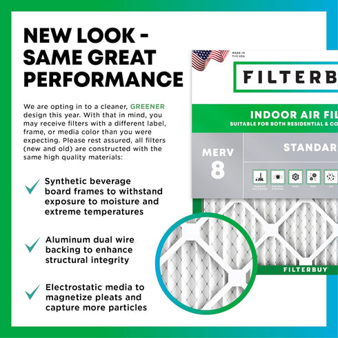 Filterbuy 10x20x1 Air Filter MERV 8 Dust Defense (1-Pack), Pleated HVAC AC Furnace Air Filters Replacement (Actual Size: 9.50 x 19.50 x 0.75 Inche...
