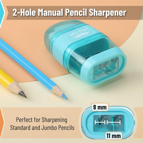 Mr. Pen- Pencil Sharpener & Eraser, 4 Pack, Colorful, 2 Sharpening Holes, Pencil Sharpeners Manual, Manual Pencil Sharpener, Pencils Sharpener, Ha...