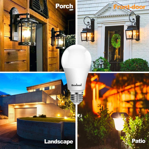 Dusk to Dawn Light Bulbs, Built-in Photocell Light Sensor, Automatic On/Off, E26 Base 9W 60W Equivalent, AC120V 3000K Warm White, Indoor/Outdoor S...