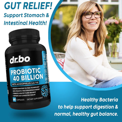 Probiotic 40 Billion CFU Supplement - Lactobacillus Acidophilus Probiotics for Women & Men Capsules - Gluten Free Probiotics for Digestive Health ...