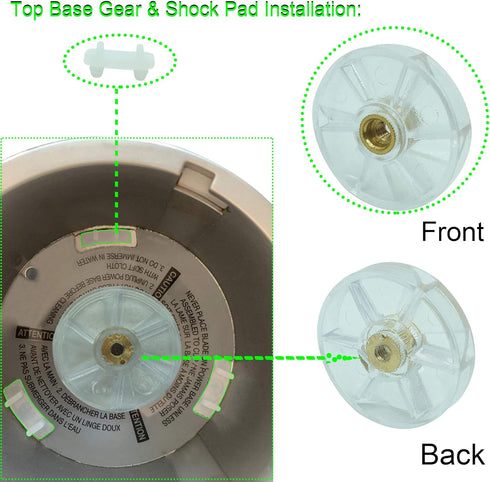 Top Base Gear & Rubber Blade Gear with Shock Pad Replacement for NutriBullet 600W 900W Blender NB-101B NB-101S NB-201(Set of 2)...