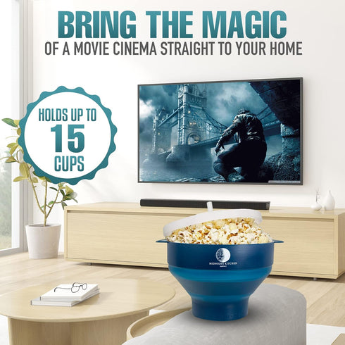 Silicone Popcorn Popper | microwave popcorn | dishwasher safe popcorn popper | air popper | popcorn bowl | 2-4 minute homemade popcorn | microwave...