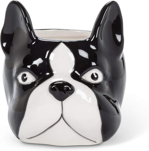 Abbott Collection 27-MINIKIN-068-LG Large Dog Head Planter, Black/White...