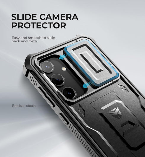 Dexnor for Samsung Galaxy S24 Case with Built-in Slide Camera Cover & Screen Protector & Kickstand, Heavy-Duty Shockproof Rugged Case Full-Body Bu...