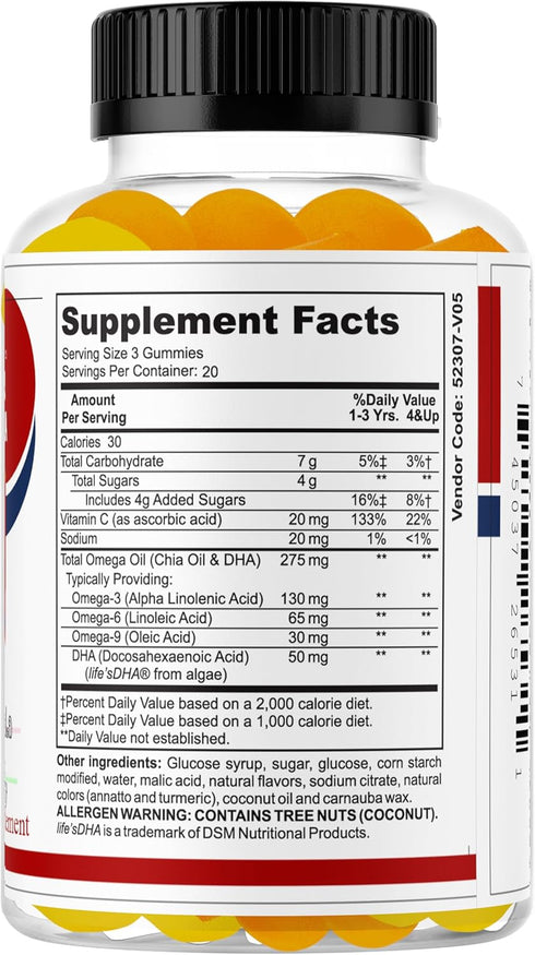 Hint Brain Memory Supplements for Kids & Teens, Omega 3 Brain Health, Focus & Eye Support Vitamins, Low Sugar 60 Gummies Support Attention & Conce...