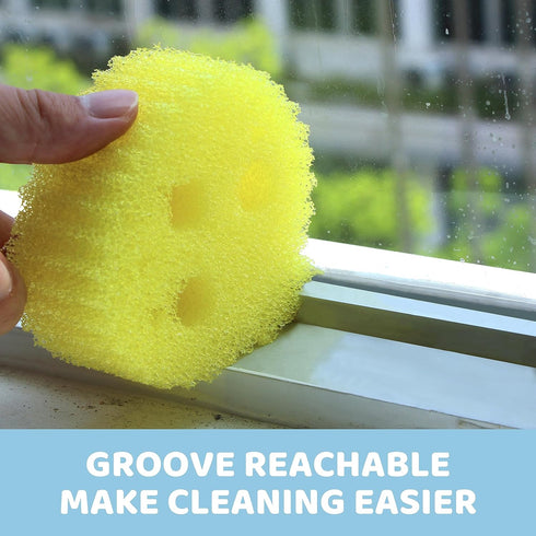 Functional Sponge Scrubber Set - Daddy Mommy Daily Scrub Sponge, Smiley Happy Face, Firm in Cold and Soft in Warm, Scratch Free, No Odor, 2 Animal...