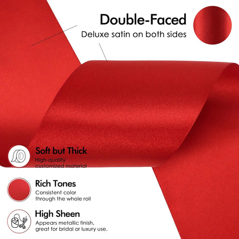 MEEDEE Red Satin Ribbon 3 Inch Wide Red Ribbon by 10 Yards Lux Satin Double Faced Satin Ribbon Red Christmas Ribbon Red Ribbon for Christmas Tree,...