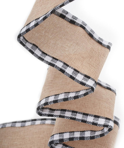 joycraft Buffalo Plaid Wired Edge Ribbons, Christmas Burlap Fabric Ribbon Roll with Checkered Edge, 2.5" x 11 Yds Burlap Ribbon for Christmas Part...