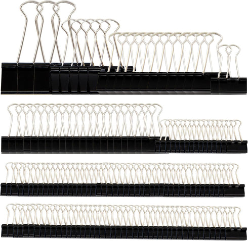 DSTELIN Binder Clips Paper Clamps Assorted Sizes 150 Count (Black), Large, Medium, Small, X Small and Micro, 5 Sizes in One Pack, Meet Your Differ...