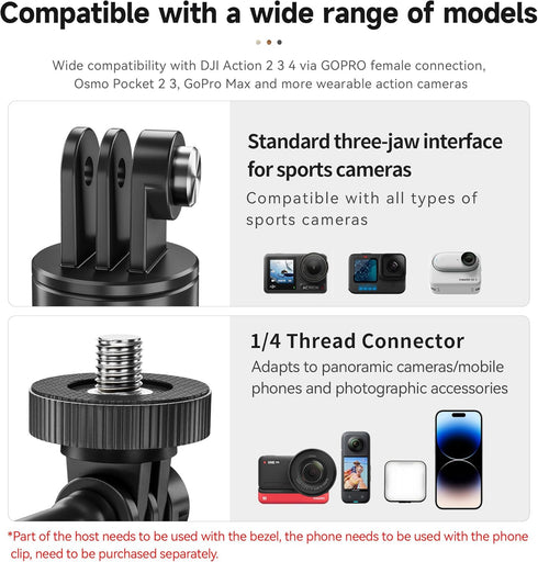 Backpack Mount Clip - for DJI OSMO Pocket 3 Magnetic Mounts 360° Rotation Action 4 Backpacks Shoulder Strap Clips Most Cameras GoPro Insta360 OSMO...